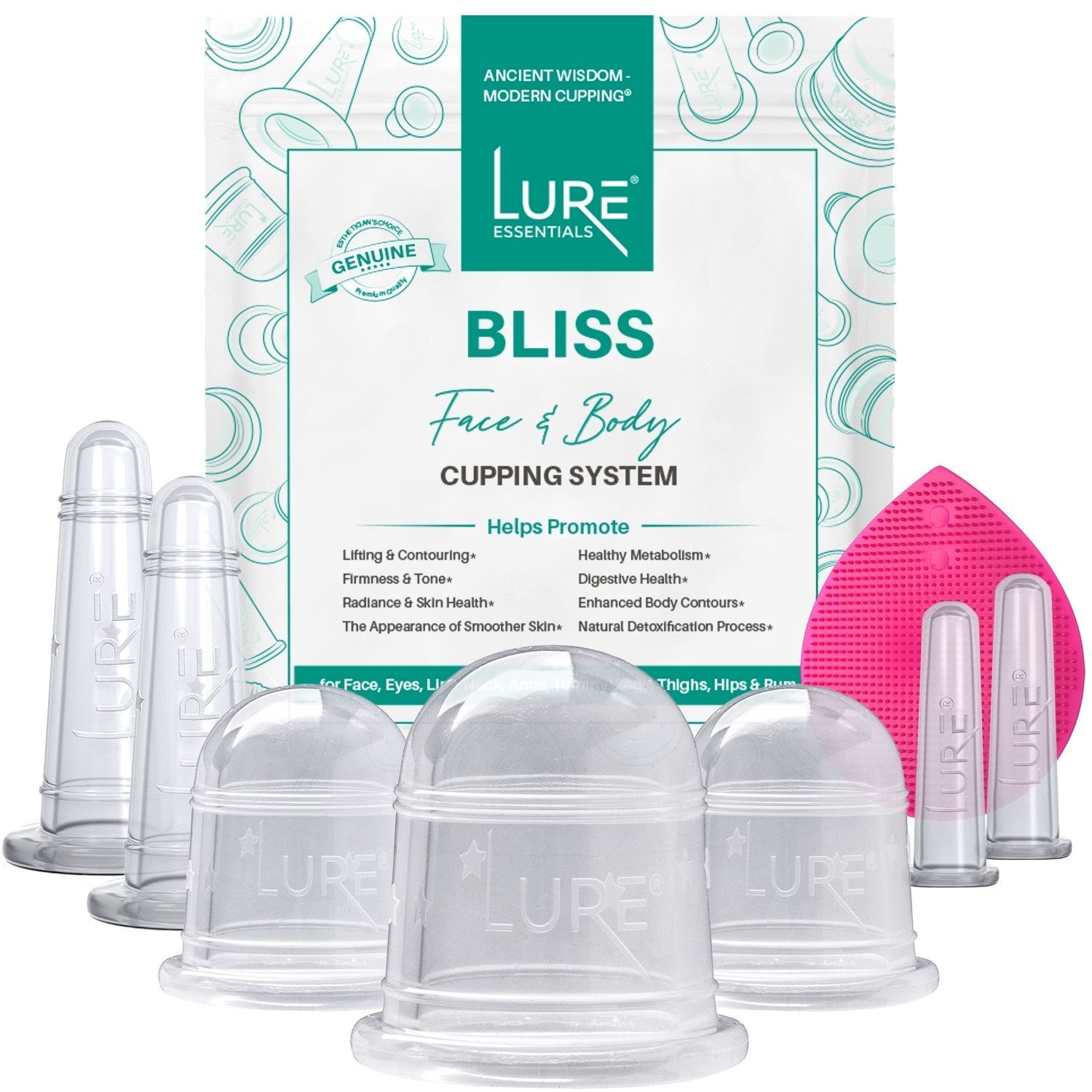 Lure Essentials Edge Cupping Set for Home Use and Massage Therapists,  Silicone