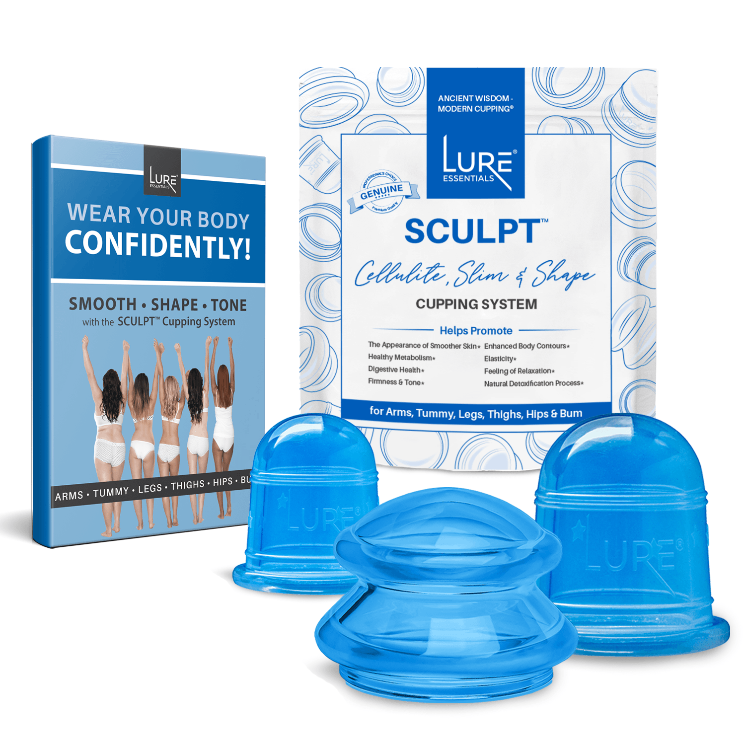 LURE Essentials Edge Cupping Set – Ultra Clear Silicone Cupping Therapy Set  for Cellulite Reduction and Myofascial Release - Massage Therapists and  Home Use (Set of 8, Clear) 